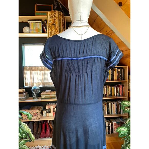 Vintage Embroidered Dress Sheer Black - Picture 9 of 11